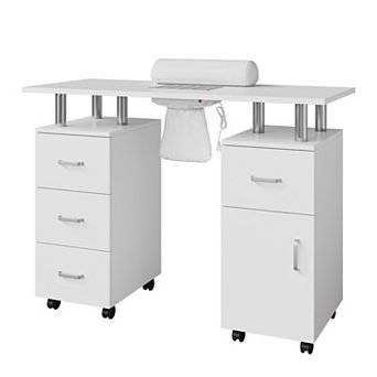 Manicure Table Nail Techs Nail Desk for Salon Home,Electric Particles Collector,4 Drawers Wrist Rest