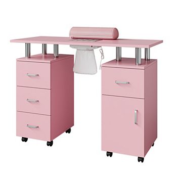 Manicure Table Nail Techs Nail Desk for Salon Home,Electric Particles Collector,4 Drawers Wrist Rest