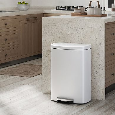 50L Step Trash Can Stainless Steel Kitchen Bin,Soft-Close Lid,Removable Inner Bucket,for Home Office