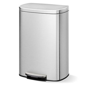 50L Step Trash Can Stainless Steel Kitchen Bin,Soft-Close Lid,Removable Inner Bucket,for Home Office