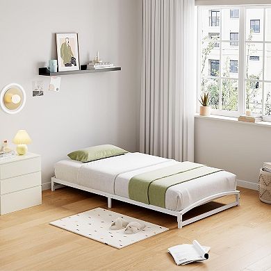 Low Bed Frame, Metal Platform Bed Frame with Arch Design, Heavy Duty Bed Frame, No Box Spring Needed