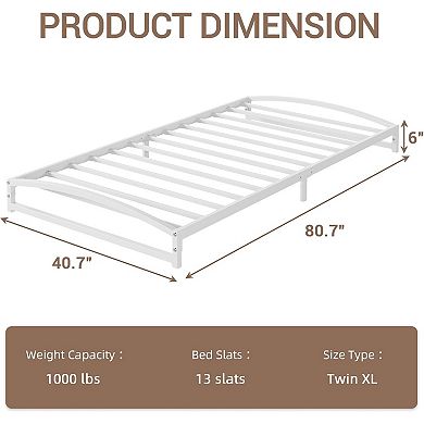 Low Bed Frame, Metal Platform Bed Frame with Arch Design, Heavy Duty Bed Frame, No Box Spring Needed