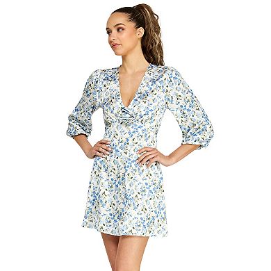 Juniors' B. Smart 3/4 Length Sleeve Back Tie Floral Dress