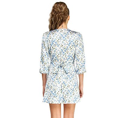 Juniors' B. Smart 3/4 Length Sleeve Back Tie Floral Dress