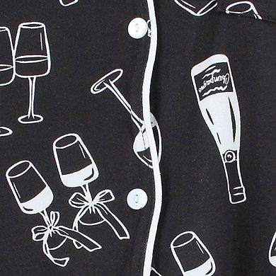 Joan Vass Women's Champagne Cheers Short Sleeve Pajama Set