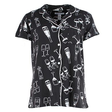 Joan Vass Women's Champagne Cheers Short Sleeve Pajama Set