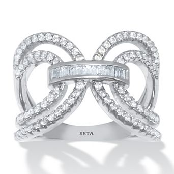 PalmBeach Jewelry .84 TCW Cubic Zirconia Silvertone Bridge Ring