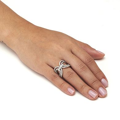 PalmBeach Jewelry .84 TCW Cubic Zirconia Silvertone Bridge Ring