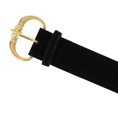 CTM Women's Faux Suede Belt with Brass Buckle