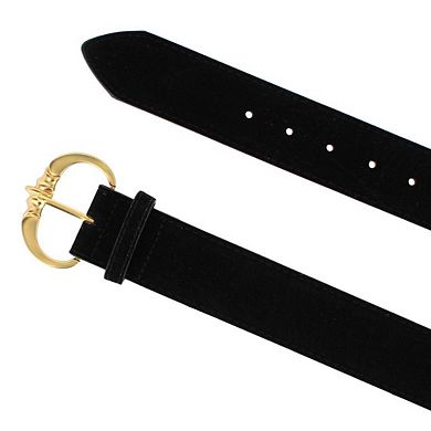 CTM Women's Faux Suede Belt with Brass Buckle