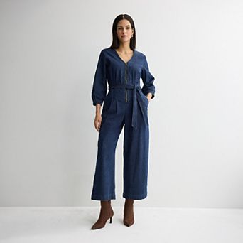 Women's Nine West Zip Front Denim Jumpsuit