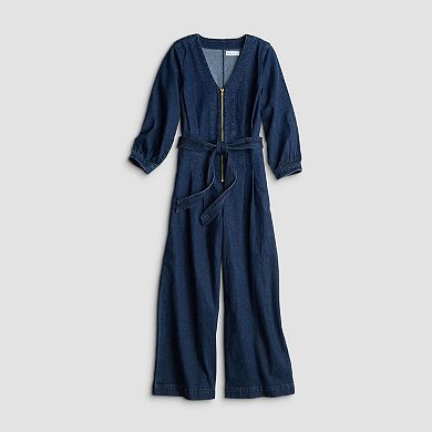 Women's Nine West Zip Front Denim Jumpsuit