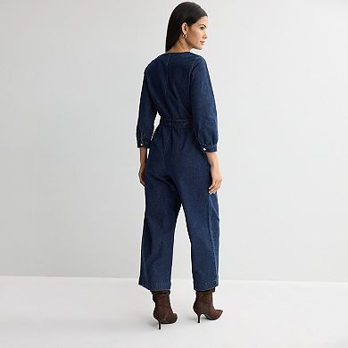Women's Nine West Zip Front Denim Jumpsuit