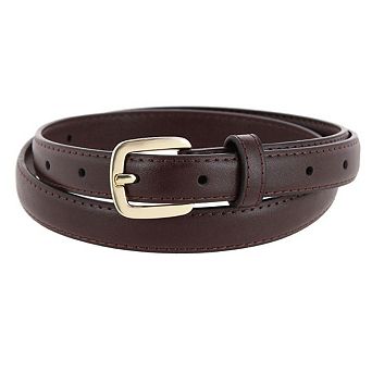 CTM Women's Basic Skinny Leather Dress Belt