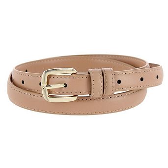 CTM Women's Basic Skinny Leather Dress Belt
