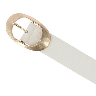 CTM Women's Plus Size Synthetic Leather Belt with Oval Buckle