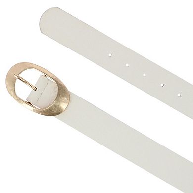 CTM Women's Plus Size Synthetic Leather Belt with Oval Buckle