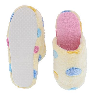 CTM Women's Heart Pattern Fur Slippers