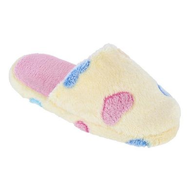 CTM Women's Heart Pattern Fur Slippers