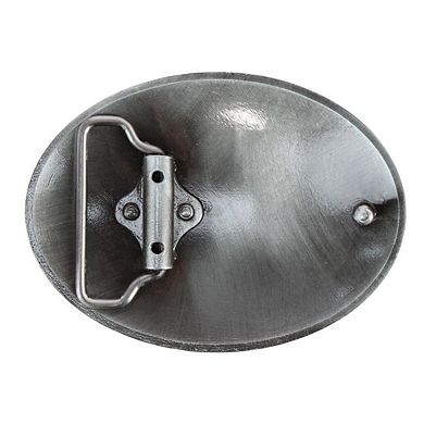 CTM Women's Oval Silver Belt Buckle with Turquoise Detail