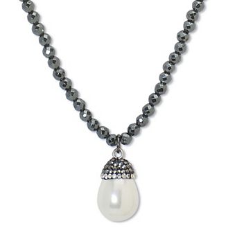 PalmBeach Jewelry Genuine Cultured Freshwater Pearl Black Ruthenium-Plated Necklace 19 to 21-inch