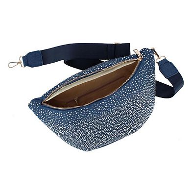 CTM Women's Rhinestine Studded Fanny Pack