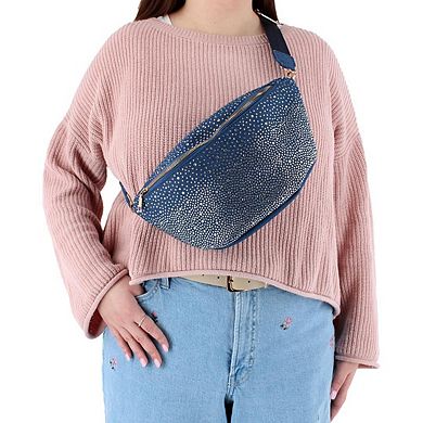 CTM Women's Rhinestine Studded Fanny Pack