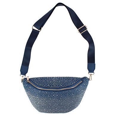 CTM Women's Rhinestine Studded Fanny Pack