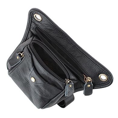 CTM Covertible Leather Waistpack and Crossbody Travel Bag