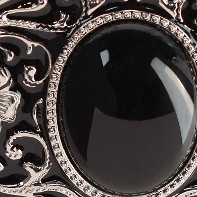 CTM Women's Ornate Floral Silver Belt Buckle