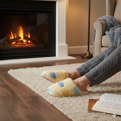 CTM Women's Heart Pattern Fur Slippers