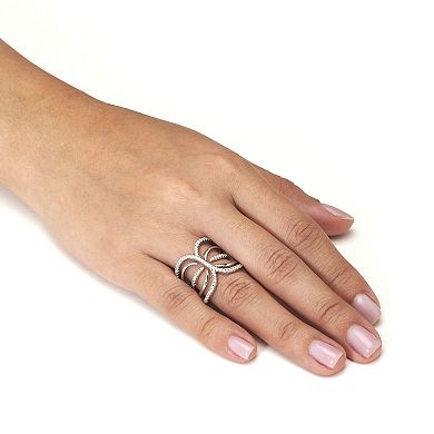PalmBeach Jewelry .18 TCW Cubic Zirconia Double Interlace Silvertone Ring