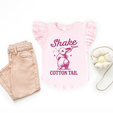 Shake Your Cotton Tail Bunny Outline - Flutter Sleeve Graphic T-Shirt