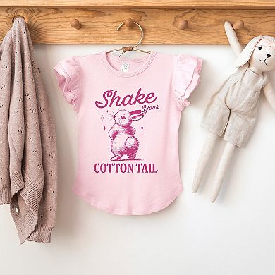 Shake Your Cotton Tail Bunny Outline - Flutter Sleeve Graphic T-Shirt