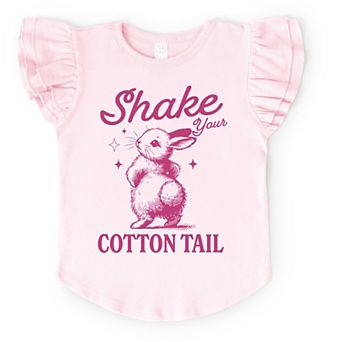 Shake Your Cotton Tail Bunny Outline - Flutter Sleeve Graphic T-Shirt