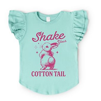 Shake Your Cotton Tail Bunny Outline - Flutter Sleeve Graphic T-Shirt