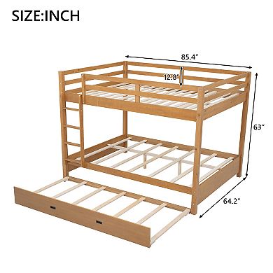Merax Wood Queen Size Bunk Bed with Ladder and Trundle