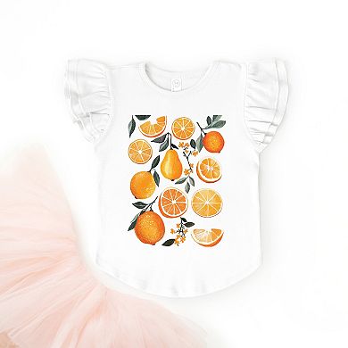 Orange Slice Collage - Flutter Sleeve Graphic T-Shirt