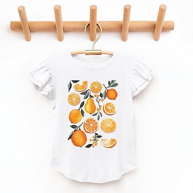Orange Slice Collage - Flutter Sleeve Graphic T-Shirt