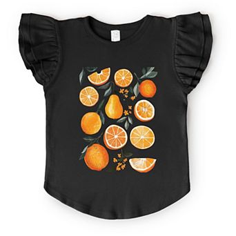 Orange Slice Collage - Flutter Sleeve Graphic T-Shirt