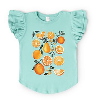Orange Slice Collage - Flutter Sleeve Graphic T-Shirt