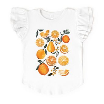 Orange Slice Collage - Flutter Sleeve Graphic T-Shirt