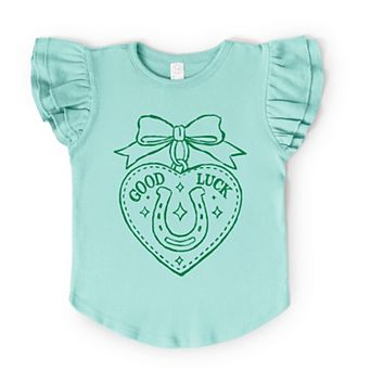 Good Luck Charm Outline - Flutter Sleeve Graphic T-Shirt