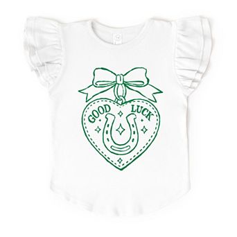 Good Luck Charm Outline - Flutter Sleeve Graphic T-Shirt