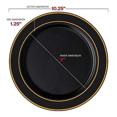 10.25" Edge Rim Plastic Dinner Plates - 120 Plates