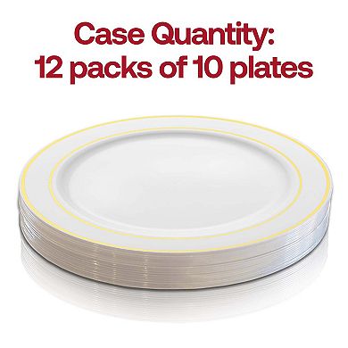 10.25" Edge Rim Plastic Dinner Plates - 120 Plates