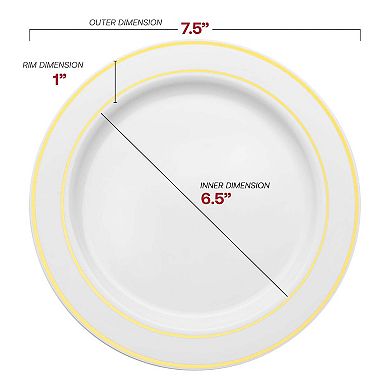 7.5" Edge Rim Plastic Salad Plates - 120 Plates