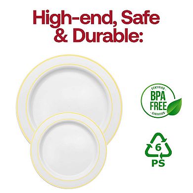 7.5" Edge Rim Plastic Salad Plates - 120 Plates
