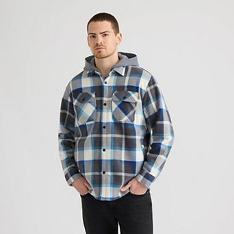Men's Matix Plaid Polar Fleece Hooded Shacket