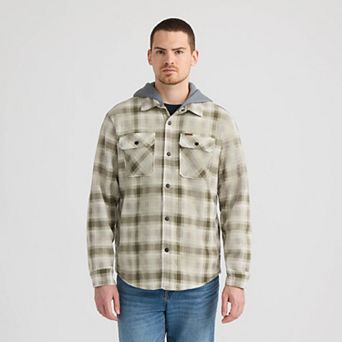 Men's Matix Plaid Polar Fleece Hooded Shacket